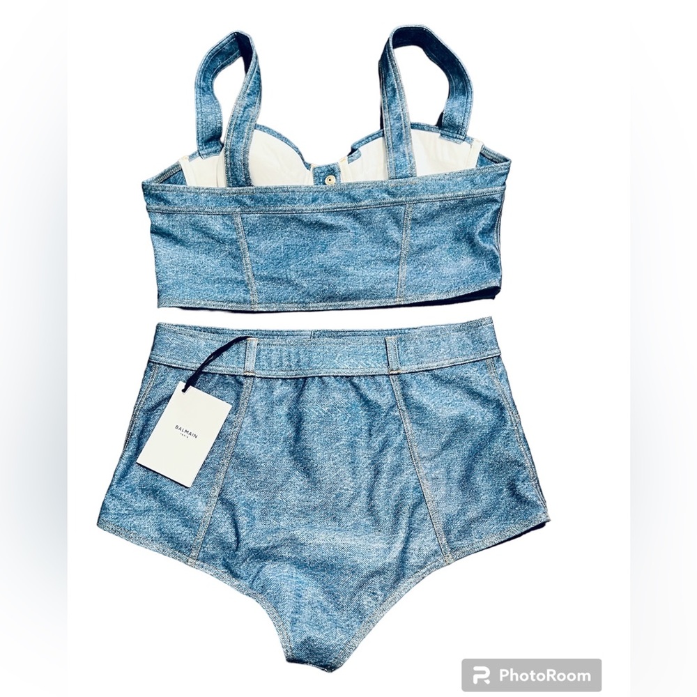 BALMAIN***Denim-Look Bikini Set***F40 US 8-10***$1150 - Picture 3 of 3